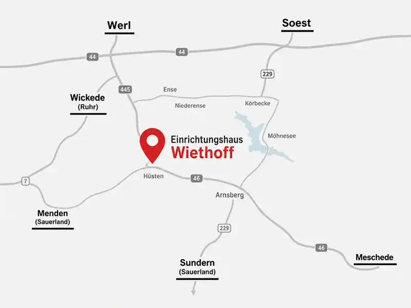 Übersicht Anfahrt Einrichtungshaus Wiethoff